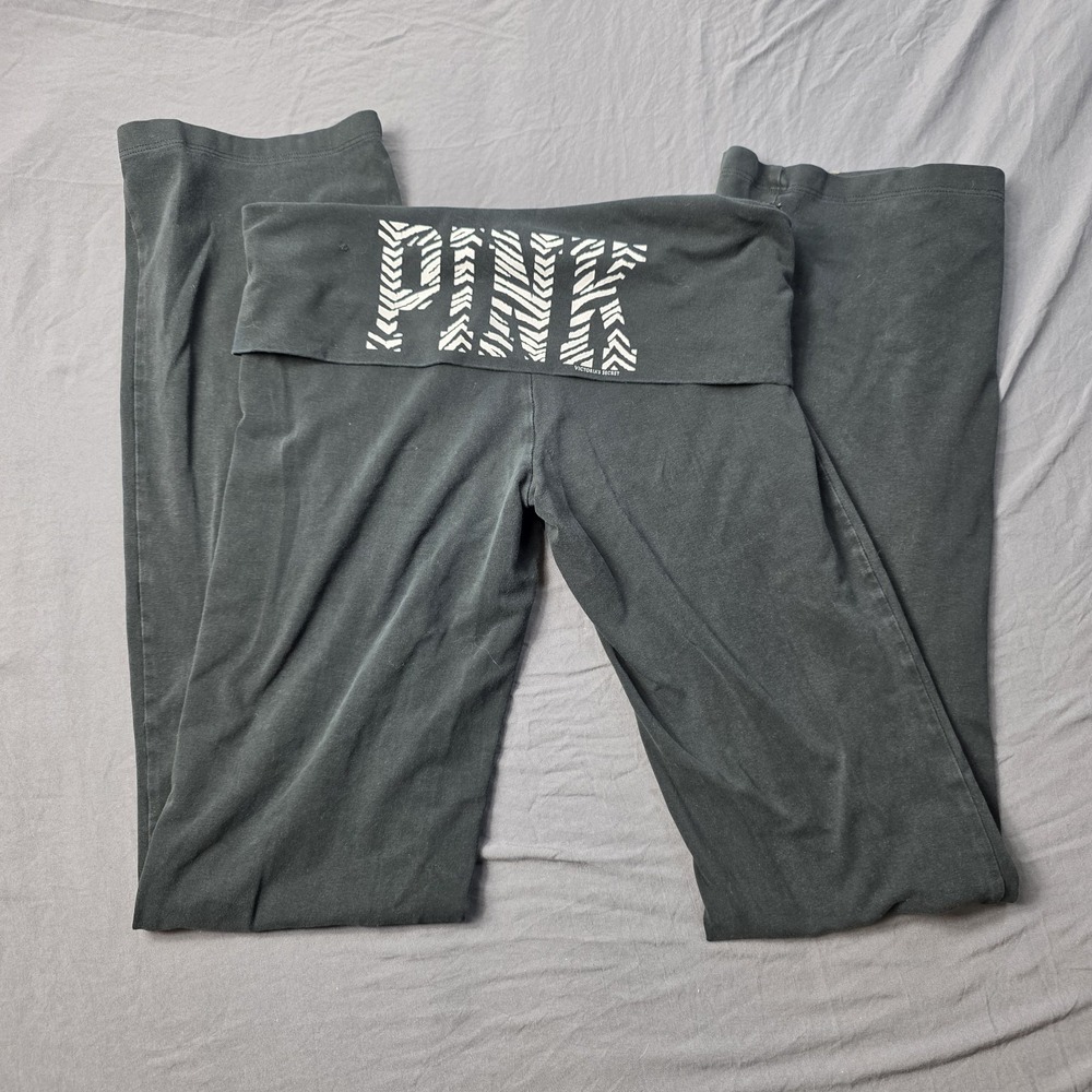 Victoria's Secret PINK 2010 y2k Fold Over Yoga Pants Black Zebra Vintage Small